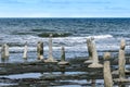 Stonework statues leading into the St. Laurence River