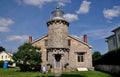 Stonington, CT: 1840 Old Stone Lighthouse Museum Royalty Free Stock Photo