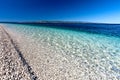 Stony beach with turquoise sea Royalty Free Stock Photo