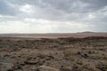 Stony Desert with Mountains and Dirt Road in Namibia Royalty Free Stock Photo