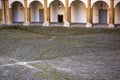 Stony empty yard in a medieval castle Royalty Free Stock Photo