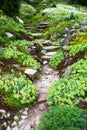 Stony path and stairs in the green garden Royalty Free Stock Photo