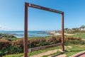 Stony Point Nature Reserve visible through giant selfie frame