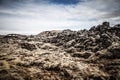 Stony rocky desert landscape of Iceland. Toned