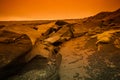 Stony rocky desert landscape of Iceland. Toned Royalty Free Stock Photo