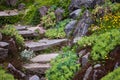 Stony stairs in the green garden Royalty Free Stock Photo