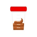 Stool analysis. Plastic jar for analysis. Feces and urine collection container