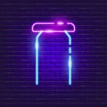 Stool neon sign. Vector illustration for the design of advertising, catalog, banner, signboard. Furniture concept