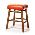A stool with an orange leather seat, AI