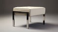 Hyperrealistic White Stool With Silver Legs In 32k Uhd