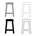 Stool set icon grey black color vector illustration image solid fill outline contour line thin flat style Royalty Free Stock Photo