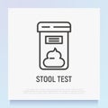 Stool test thin line icon. Medical analysis. Modern vector illustration for laboratory service