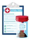 Stool Test Tube, Medical Form with Results