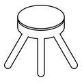 Stool with three legs furniture legged household concept contour outline line icon black color vector illustration image thin Royalty Free Stock Photo