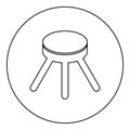 Stool with three legs furniture legged household concept icon in circle round black color vector illustration image outline Royalty Free Stock Photo