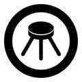 Stool with three legs furniture legged household concept icon in circle round black color vector illustration image solid outline Royalty Free Stock Photo
