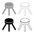 Stool with three legs furniture legged household concept set icon grey black color vector illustration image solid fill outline Royalty Free Stock Photo