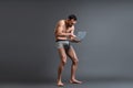 And stooped man in boxer shorts Royalty Free Stock Photo
