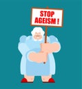 Stop ageism seniors with placard. Retirees Against Age Discrimination Royalty Free Stock Photo