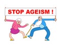 Stop ageism seniors with placard. Retirees Against Age Discrimination Royalty Free Stock Photo