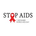 Stop AIDS with Red Ribbon concept. Vector Illustration for background, poster, quote, banner, landing page, card gift, social medi