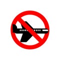 Stop aircraft. It is forbidden to fly by Airliner. Red prohibitory road sign. Ban flying machine. Vector illustration Royalty Free Stock Photo