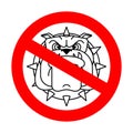 Stop angry dog. Red road Forbidding sign. Ban guard dog