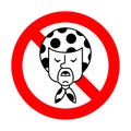 Stop angry Grandma. Ban Evil grandmother. Red prohibition road sign Aggressive Old woman