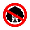 Stop angry wife. Ban grumpy woman. Red forbidding road sign dang