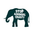Stop animal cruelty abuse elephant wildlife design vector illustration