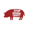 Stop animal cruelty abuse pig farm design vector illustration