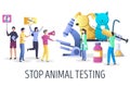 Stop animal testing campaign vector concept illustration