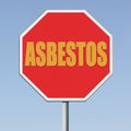 Stop asbestos material - concept with a stop road sign Royalty Free Stock Photo