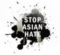 Stop Asian Hate Black and White hands raising. Stop Asian racism backdrop. Asian hands raising