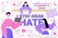 stop asian hate people holding banners against racism support during coronavirus pandemic Royalty Free Stock Photo