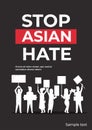 stop asian hate people silhouettes holding banners against racism support during covid-19 coronavirus pandemic Royalty Free Stock Photo