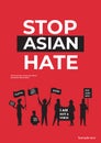 stop asian hate people silhouettes holding banners against racism support during covid-19 coronavirus pandemic Royalty Free Stock Photo