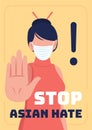 Stop asian hate poster flat vector template