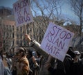 Stop Asian Hate Signs at Rally in Chinatown New York