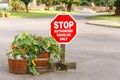 Stop Authorized Vehicles Only sign at private area Royalty Free Stock Photo