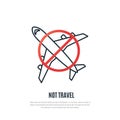 Stop aviation line icon.