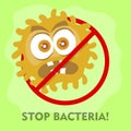 Stop Bacteria Cartoon Vector Illustration No Virus