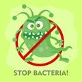 Stop Bacteria Cartoon Vector Illustration No Virus