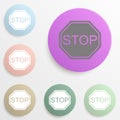 Stop badge color set. Simple glyph, flat vector of web icons for ui and ux, website or mobile application