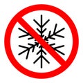 Stop or ban red round sign with snowflake icon. Freezing is prohibited