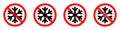 Stop or ban red round sign with snowflake icon. Freezing is prohibited