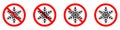 Stop or ban red round sign with snowflake icon. Freezing is prohibited