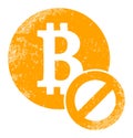 Stop Bitcoin Grunge Icon Symbol