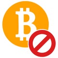 Raster Stop Bitcoin Flat Icon Image