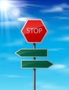 Stop and blank traffic road sign on sky background Royalty Free Stock Photo